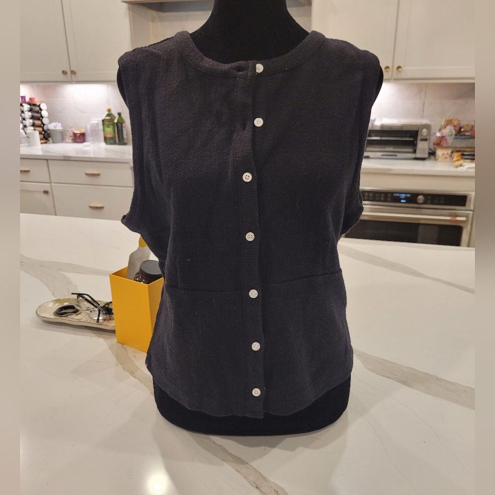 Madewell  Black Button-Up Sweater Sleeveless